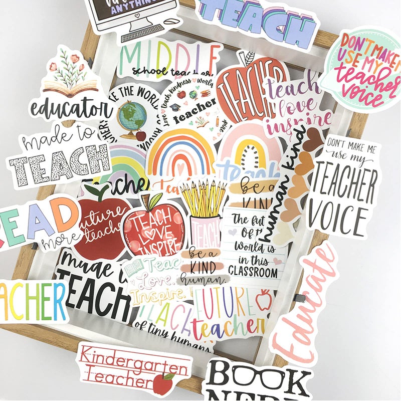 CAKOLINK Teacher Stickers 50 Pcs  Vinyl Waterproof Teacher Stickers for Laptop Water Bottles Notebook  Teacher Appreciation Gifts in Bulk - Image 4